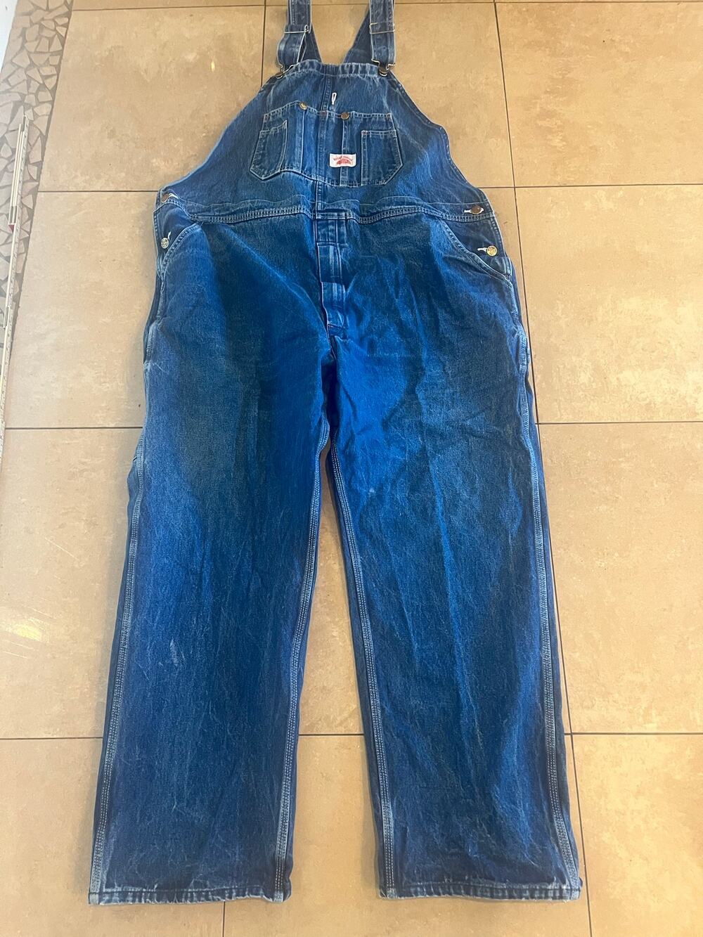 Round House Blue Jean Overalls Men 46x30 USA Western Chore Barn Cowboy Workwear